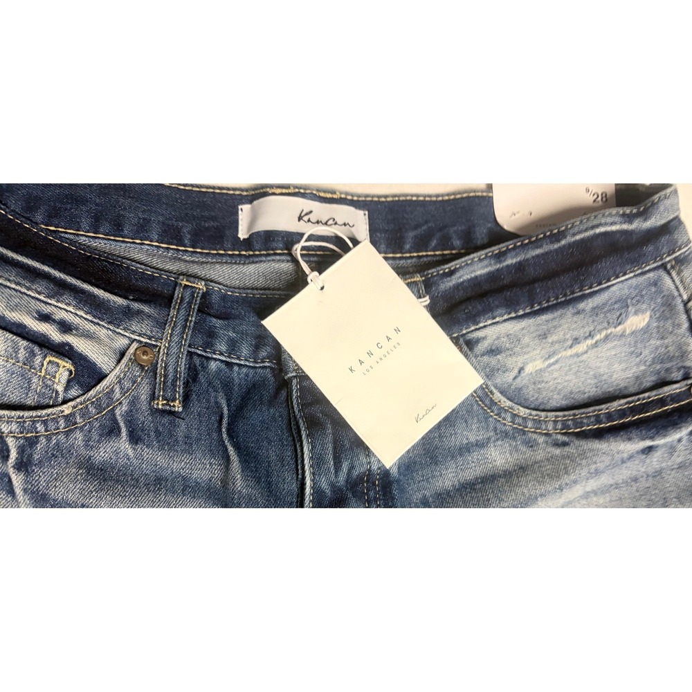 KanCan 90s Flare High Rise Distressed Wide Leg Jeans Medium Wash Size 9 NEW Boho - Picture 5 of 5